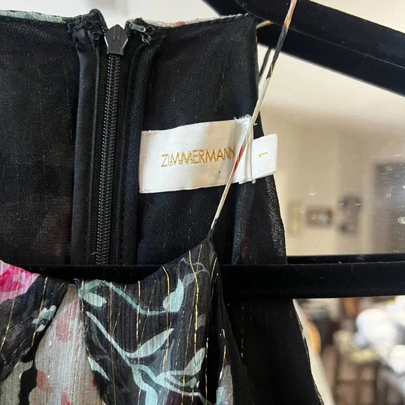 Zimmermann Master Flute Dress in Floral Size 1 Color Black Green Red Gold - Picture 4 of 8